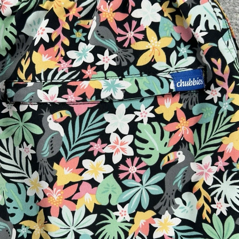 Chubbies‎ Swim Trunks Men Size Medium Floral Black Summer Beach